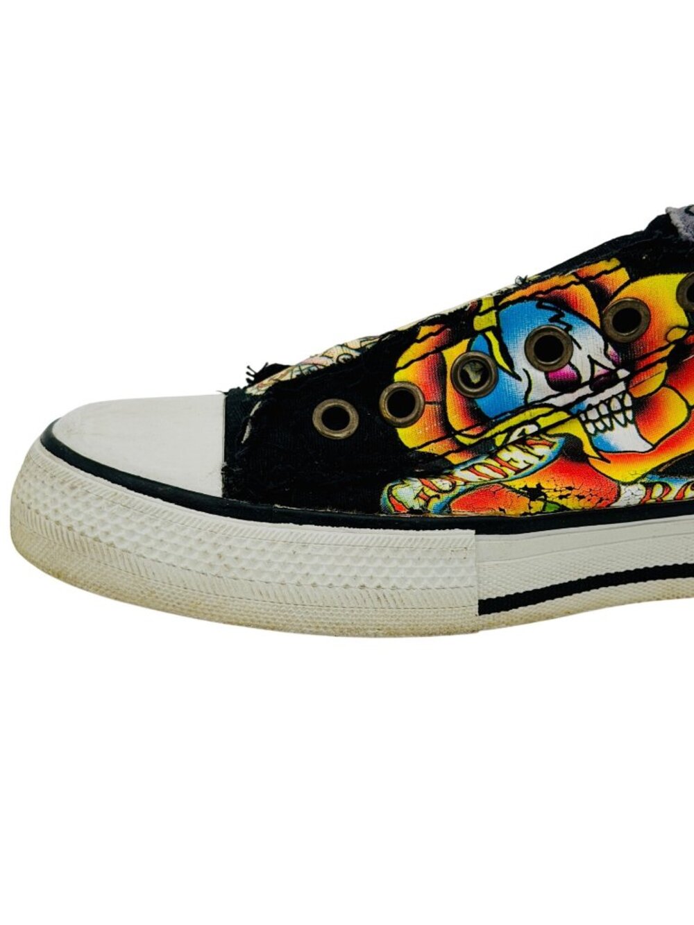 VTG Ed Hardy Black Tattoo Graphic Canvas Sneakers 7 | Trashy Y2K McBling Grunge - Picture 9 of 16